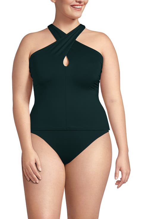 Criss Cross Halter Tankini Swimsuit Top
