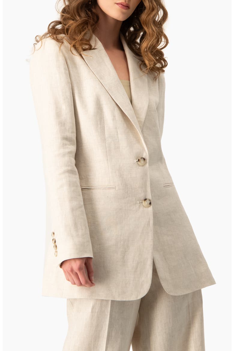 Linen Tailored Two-Button Blazer, Alternate, color, Sand