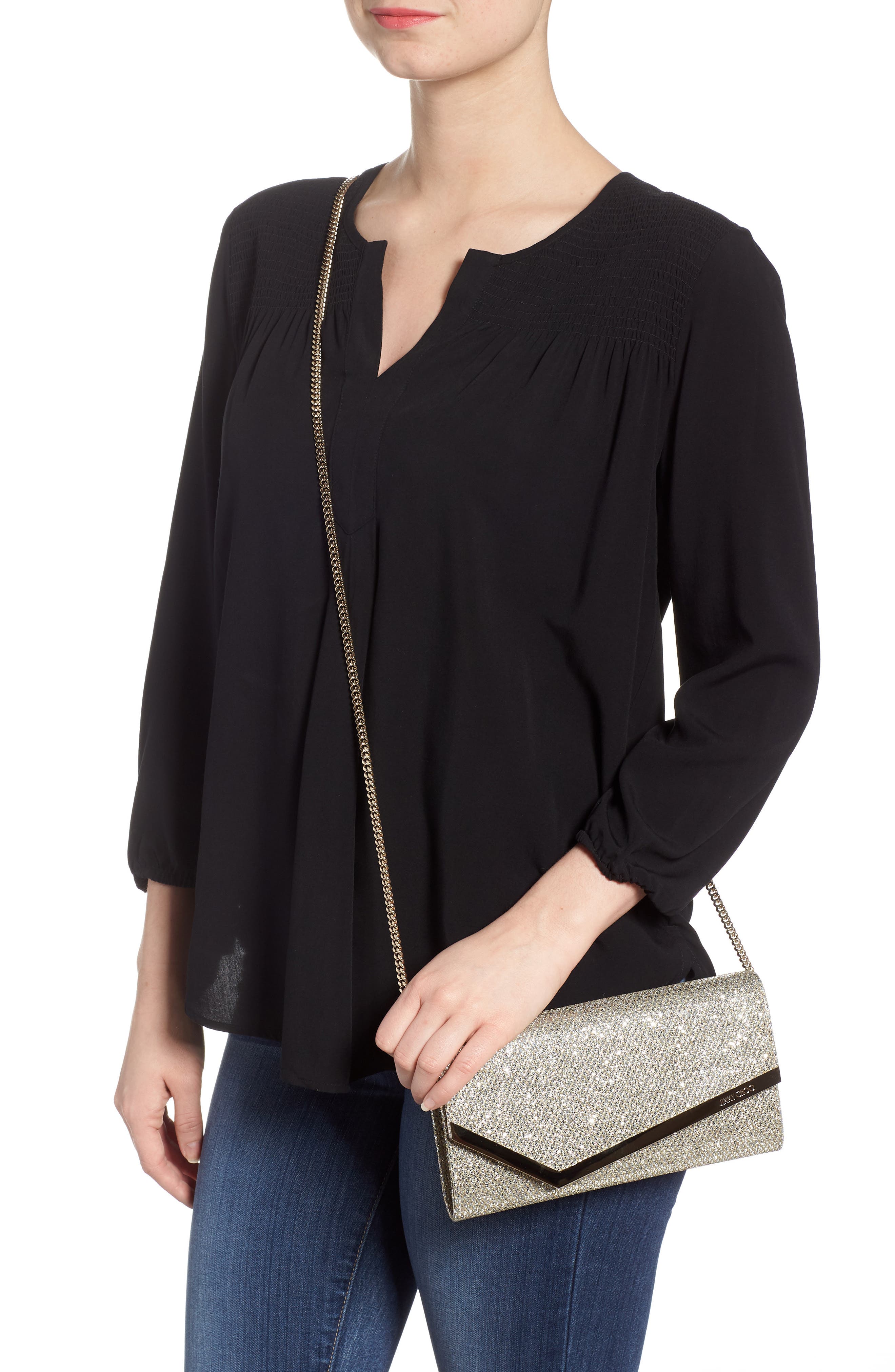 Jimmy Choo Emmie Glitter Clutch, Alternate, color, 