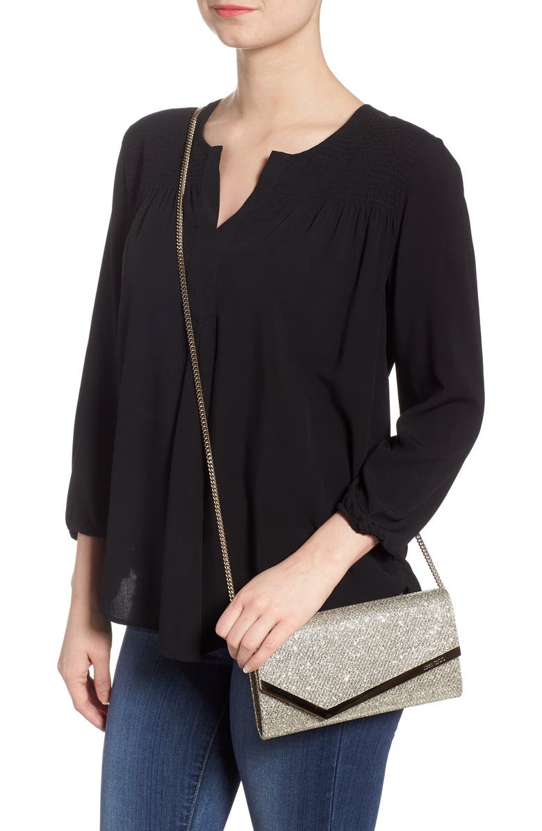 Jimmy Choo Emmie Glitter Clutch, Alternate, color,