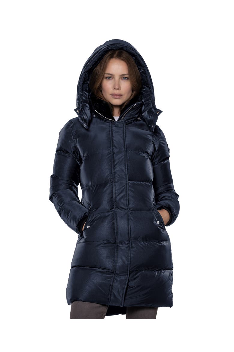 Women's Penguin Long Length Quilted Coat, Alternate, color, BLUE DIAMOND