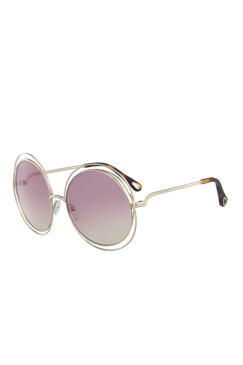 62mm Vented Round Sunglasses, Main, color, GOLD/HAVANA/GRAD ROS