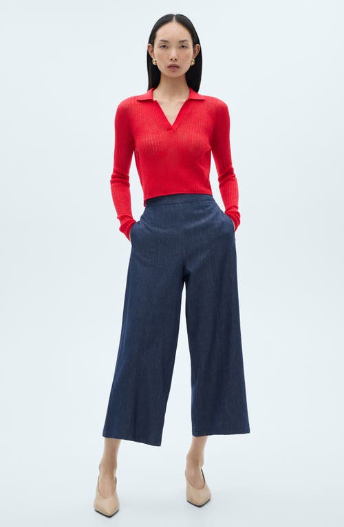 Mango Denim-effect Culotte Pants In Blue