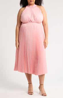 Marina Sleeveless Pleated Satin Maxi Dress