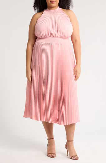 Marina Sleeveless Pleated Satin Maxi Dress