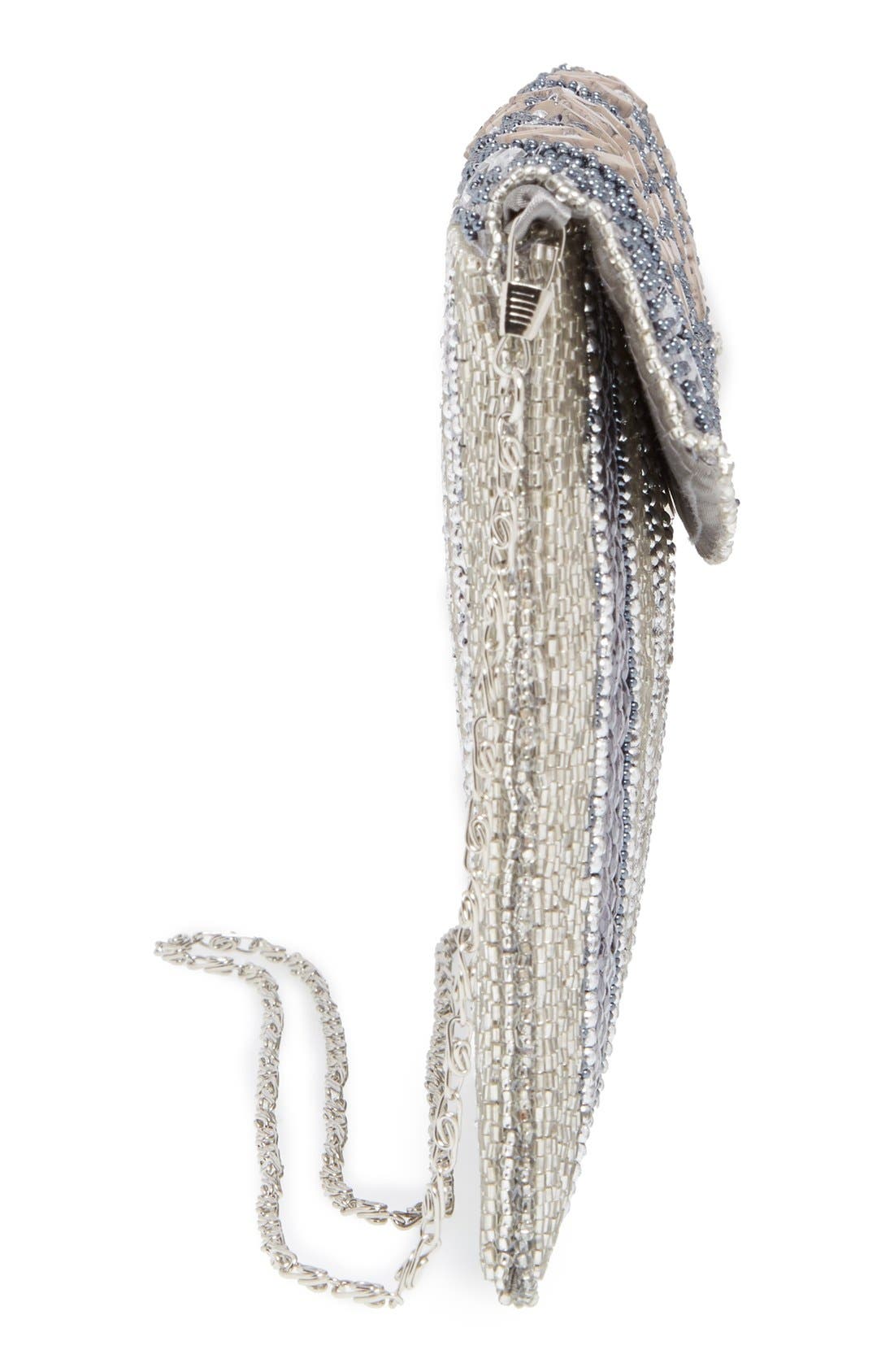 Beaded Stripe Flap Clutch, Alternate, color, PEWTER