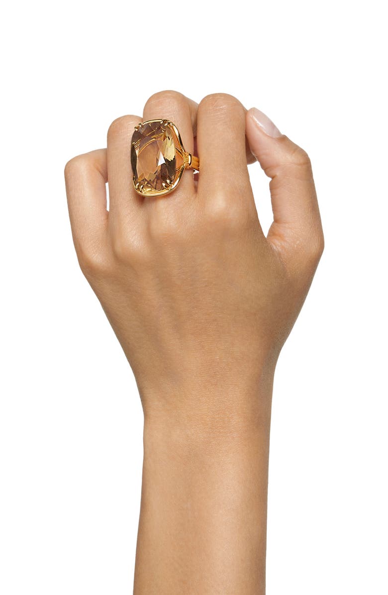 Swarovski Harmonia Crystal Cocktail Ring, Alternate, color, Gold/ Light Topaz