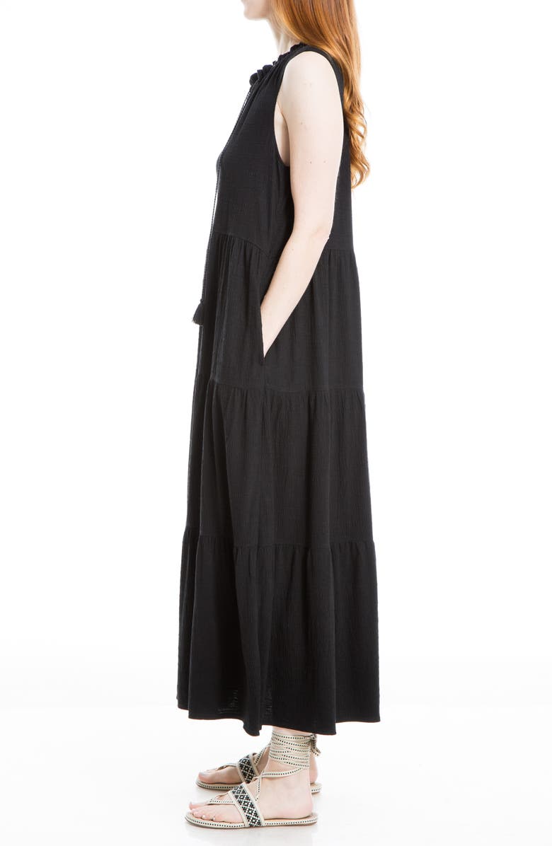 MAX STUDIO Tie Neck Tiered Jersey Maxi Dress, Alternate, color, 