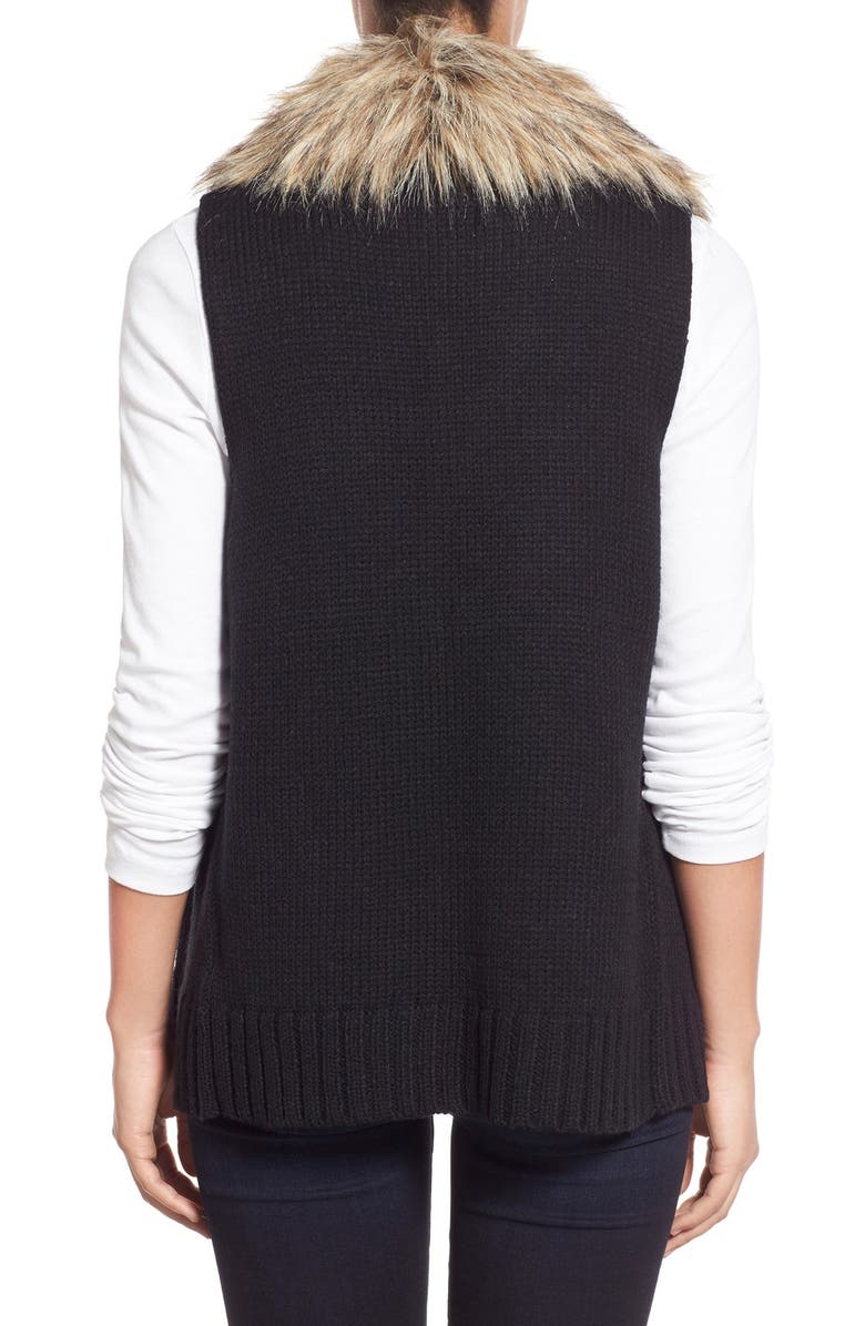BB Dakota by Steve Madden BB Dakota 'Sadi' Faux Fur Trim Knit Vest, Alternate, color, 
