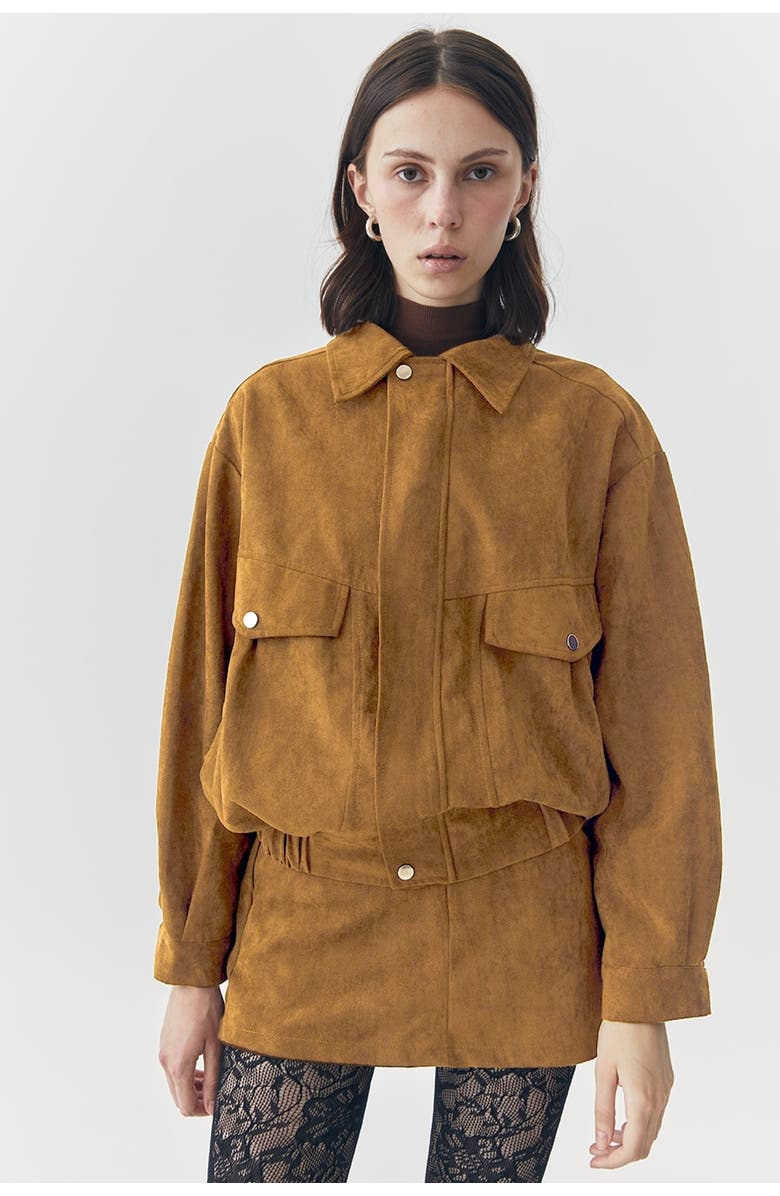 ATS Remi Suede Jacket And Skort Set, Main, color, Light Brown