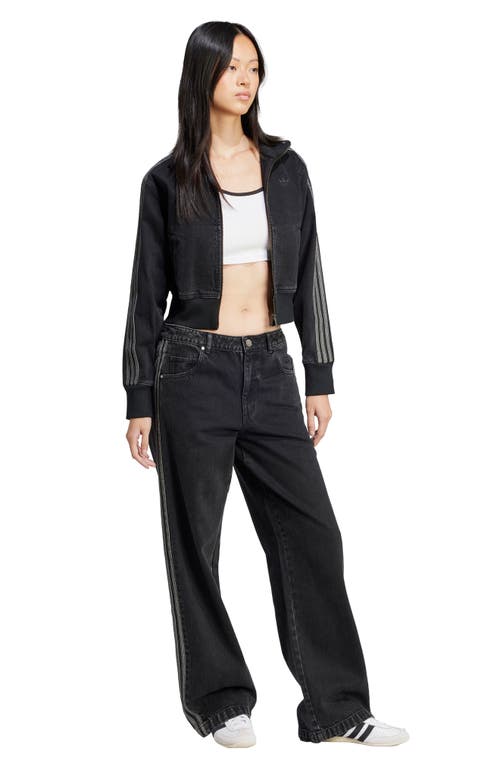 Adidas Originals Adicolor 3-stripes Denim Track Pants In Black