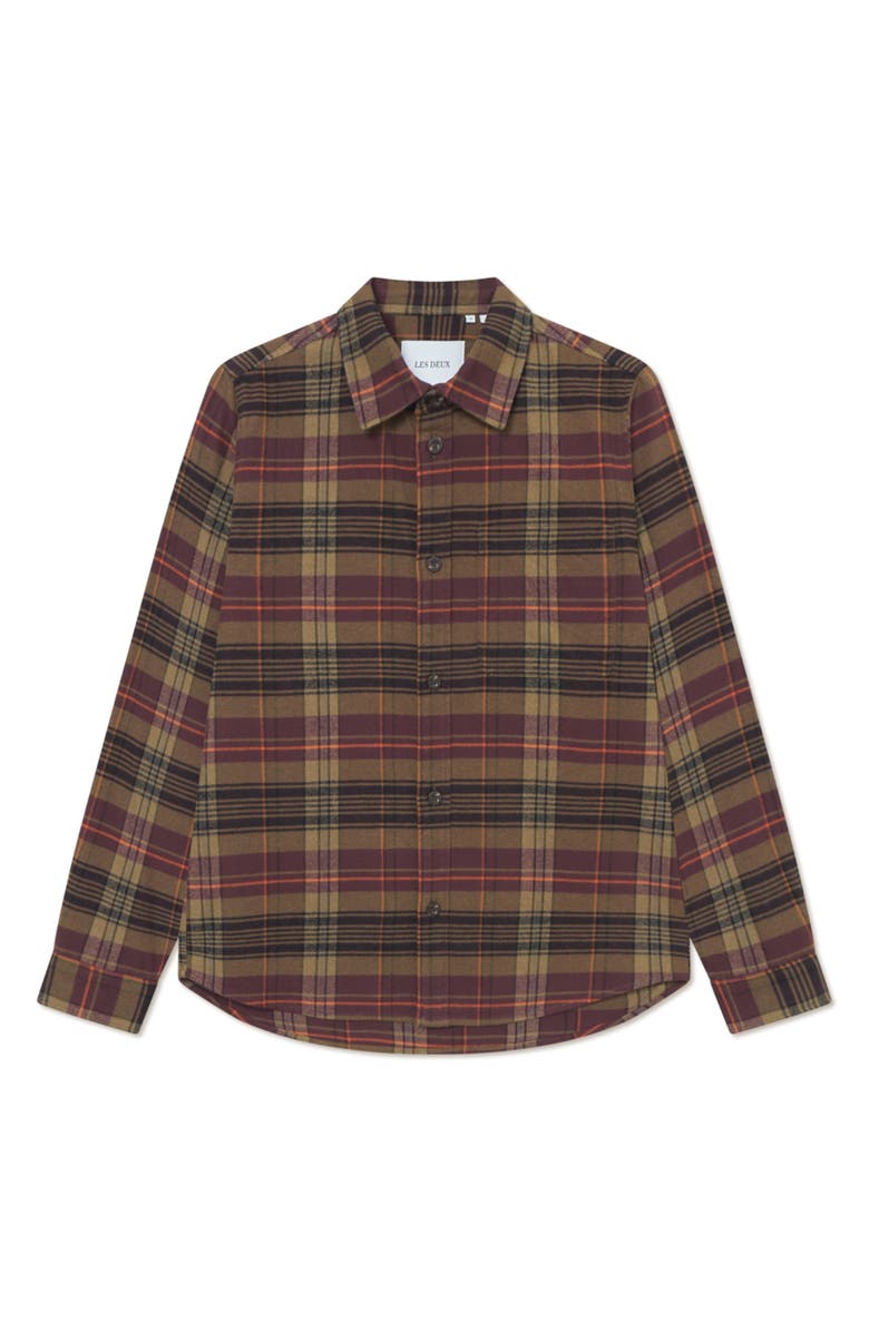 Les Deux Lennon Check Overshirt, Alternate, color, Fudge