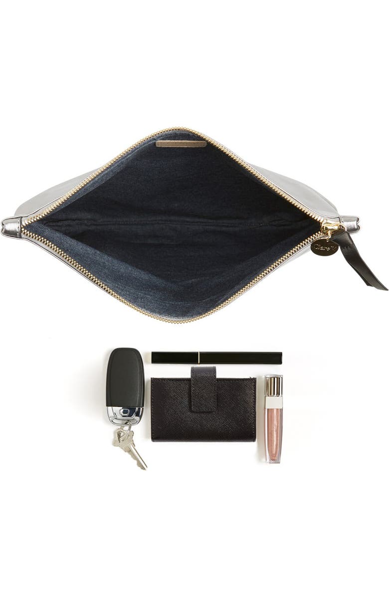 Clare V. 'Maison' Metallic Leather Foldover Clutch, Alternate, color,