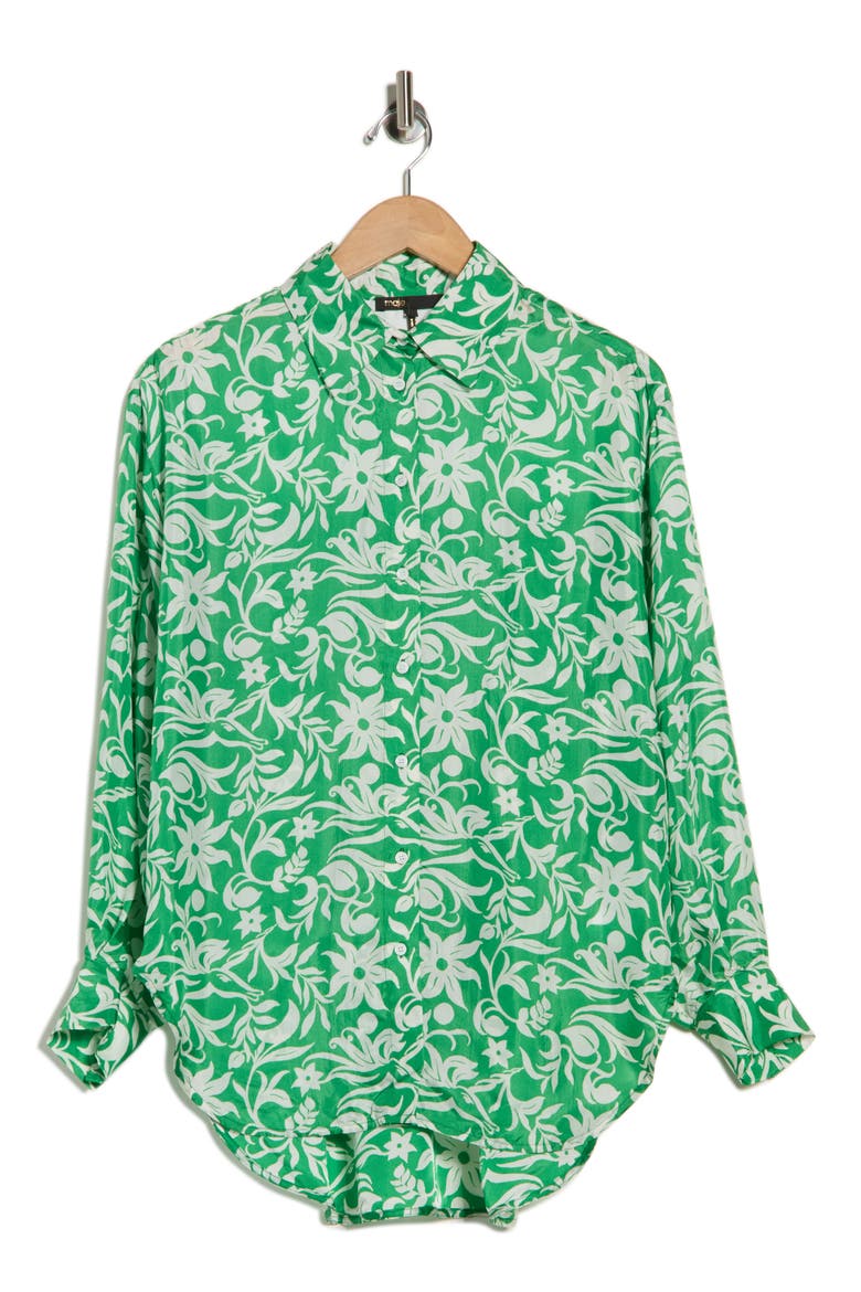 Chaliqua Button-Up Shirt, Alternate, color, IMPRIME ONIRIQUE VERT