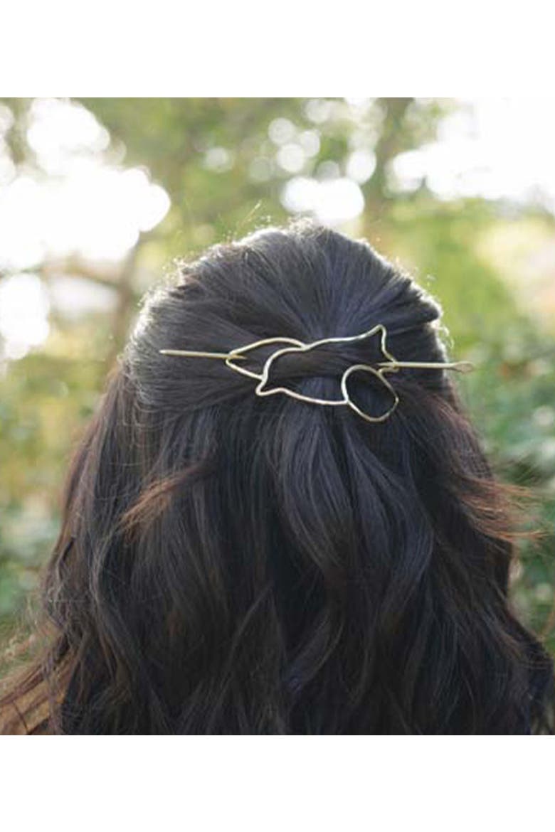 Paksa Bird Hair Pin - Slide With Stick, Alternate, color, Metallic Gold