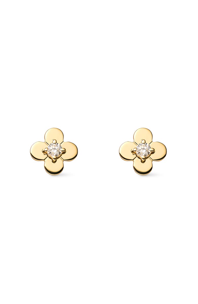 Ana Luisa Solid Yellow Gold - Mini Flower Studs, Main, color, Diamond