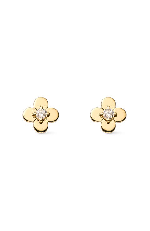 Solid Yellow Gold - Mini Flower Studs