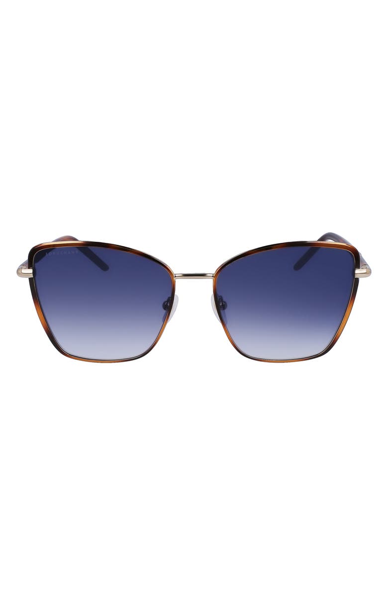 Longchamp 58mm Gradient Butterfly Sunglasses, Main, color, Havana/ Gradient Blue