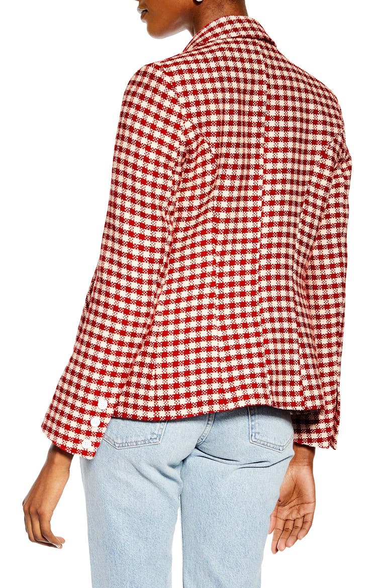 Check Double Breasted Blazer, Alternate, color, RED MULTI