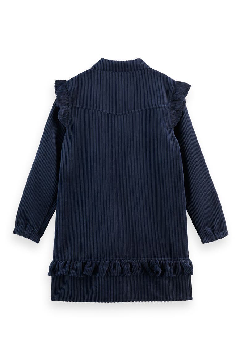 Kids' Long Sleeve Ruffled Corduroy Dress, Alternate, color, SKY CAPTAIN