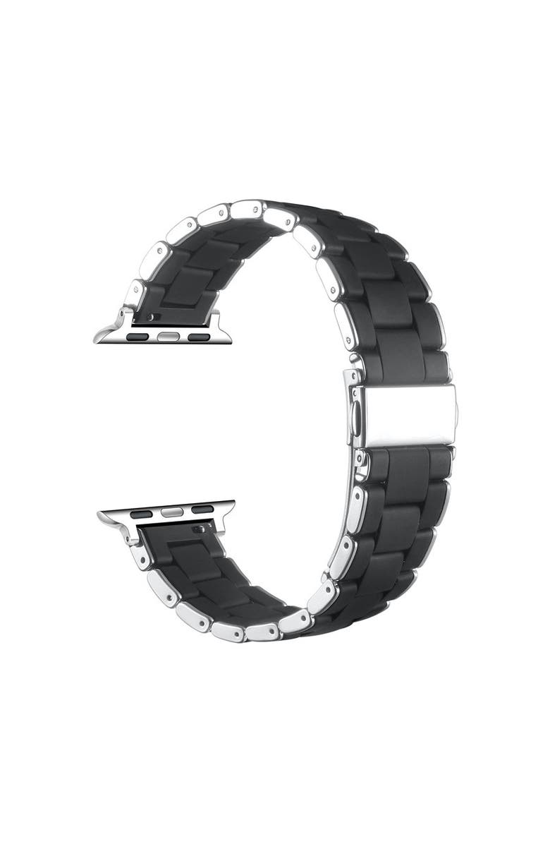 Posh Tech Orla Silicone + Stainless Steel Band for Apple Watch, Alternate, color, Black