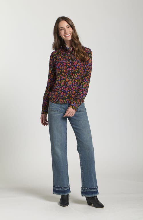 Apny Ruffle Half-placket Shirt In Multi