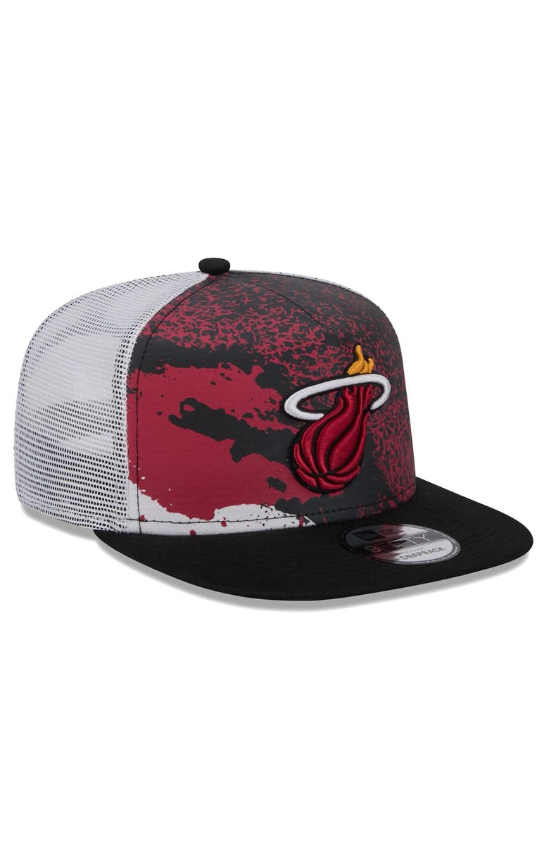 New Era Men's New Era Black Miami Heat Court Sport Speckle 9FIFTY Snapback Hat, Alternate, color, Black