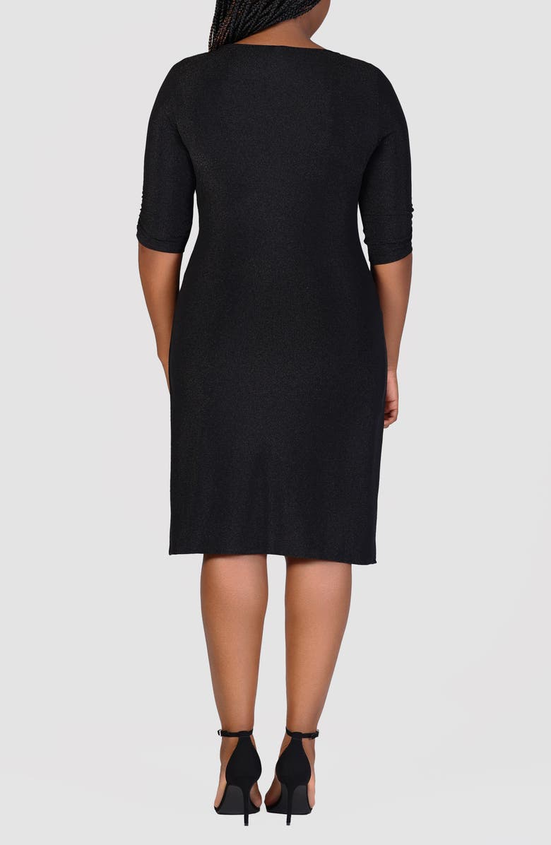 24seven Comfort Apparel Shimmer Knit Body-Con Dress, Alternate, color, Black