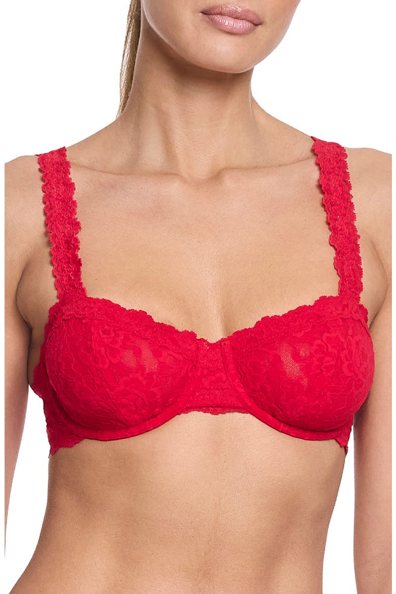 Signature Lace Underwire Balconette Bra, Main, color, RED