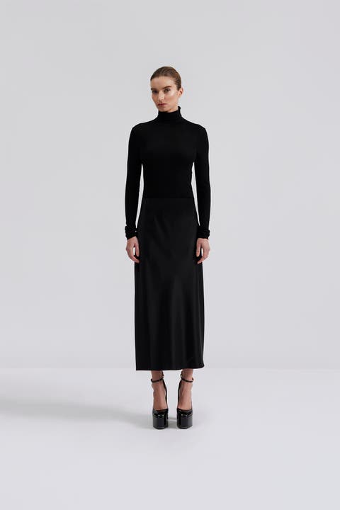 Aubree Satin Midi Skirt