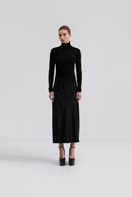 Malina Aubree Satin Midi Skirt