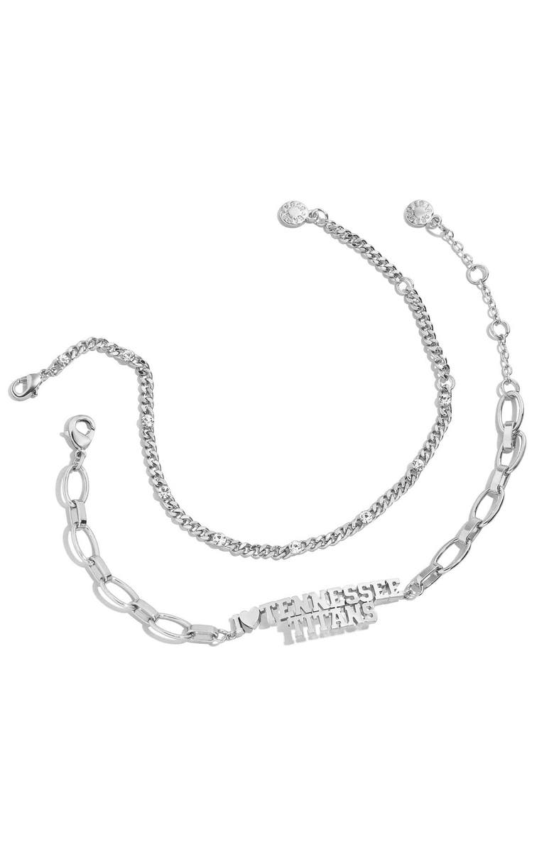 WEAR by Erin Andrews x Baublebar Silver Tennessee Titans Linear Bracelet Set, Main, color, Silver