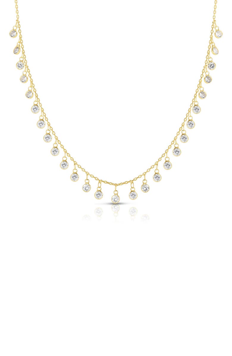 SPHERA MILANO Sterling Silver Cubic Zirconia Charm Necklace, Main, color, Yellow Gold