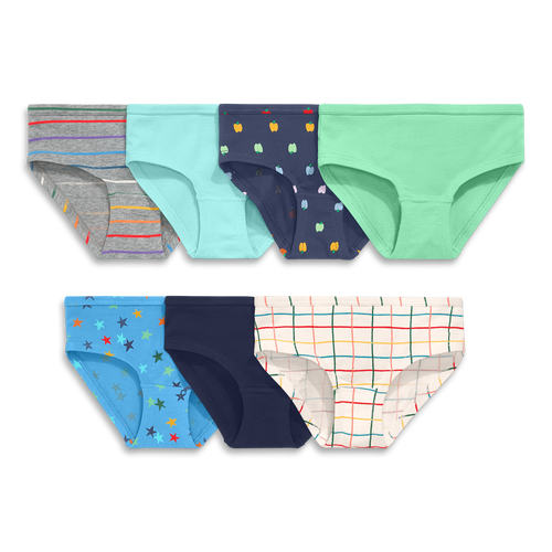 Primary Kids Bikini 7-pack In Rainbow Prints In Multi