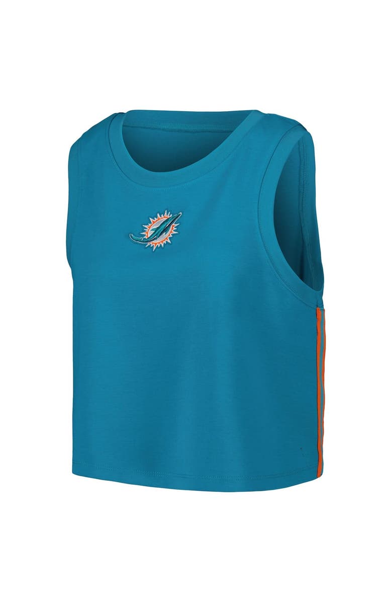 PRO STANDARD Women's Pro Standard  Aqua Miami Dolphins Ombre Wordmark Classic Cropped Tank Top, Alternate, color, 