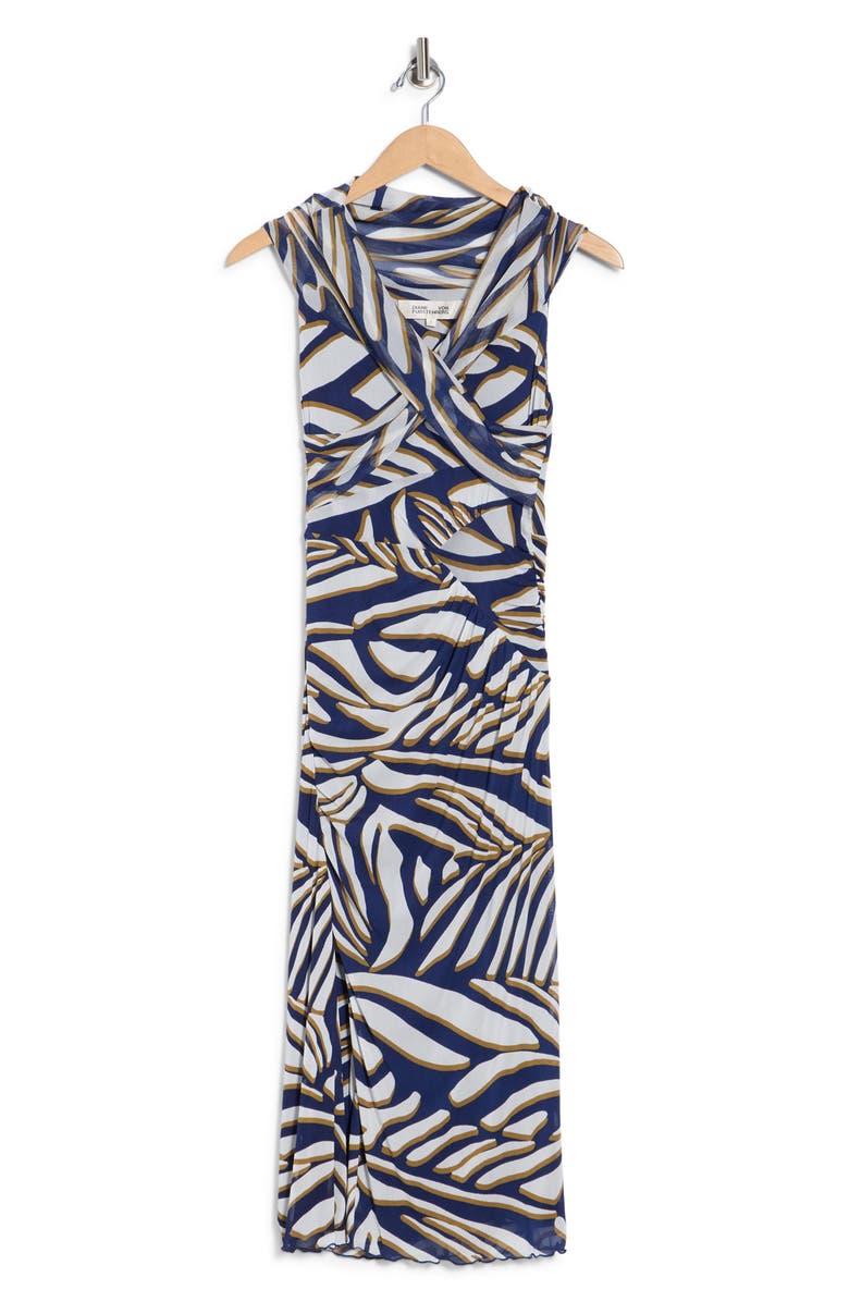 Diane von Furstenberg Lovinia Cap Sleeve Body-Con Dress, Main, color, Savanna Shadow Navy