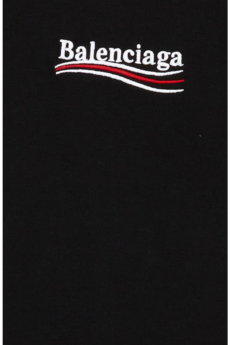Kids' Campaign Embroidered Cotton Logo Tee, Alternate, color, BLACK/ WHITE