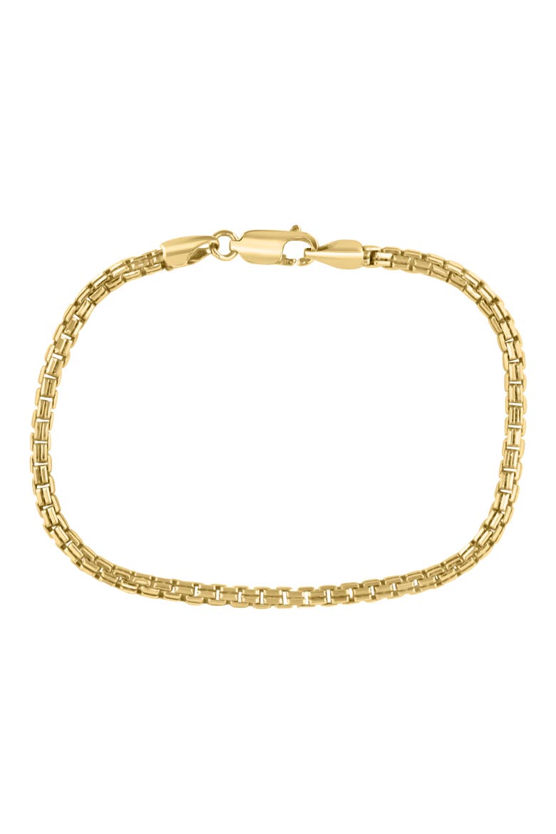 Men's 14K Gold Plated Sterling Silver Box Chain Bracelet, Main, color, YELLOW