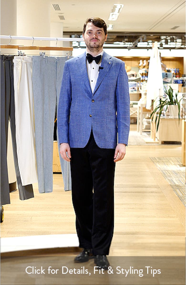 Morton Contemporary Fit Blue Slub Wool & Silk Blend Sport Coat, sales video thumbnail