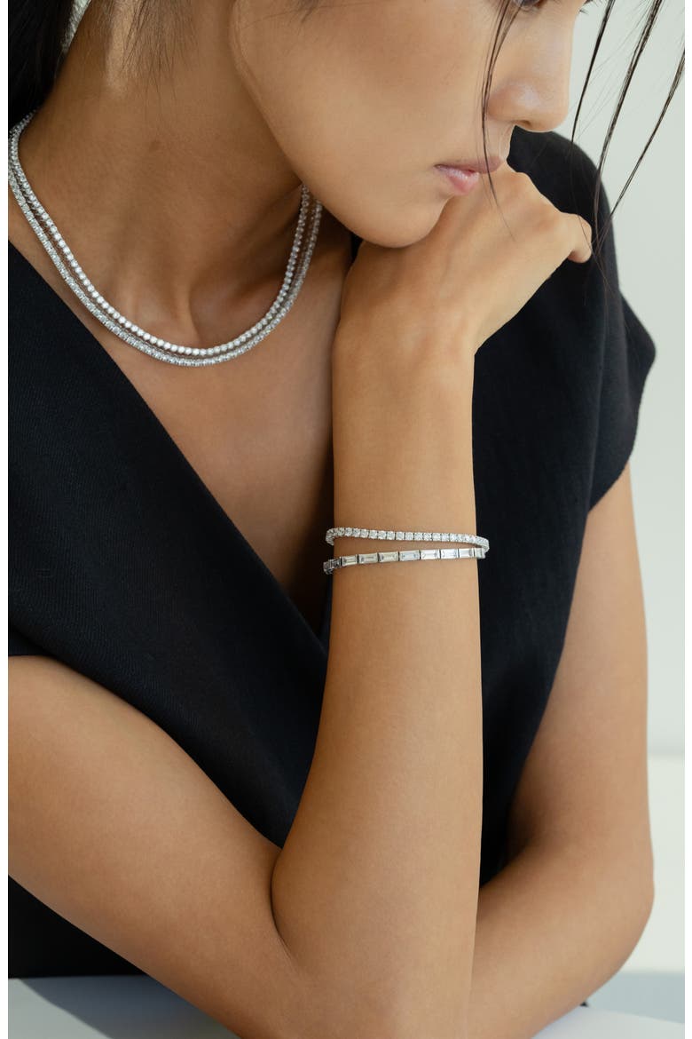 Sterling Silver 18k Gold Plated Margaret Tennis Bracelet Classic Sparkle, Alternate, color, Silver
