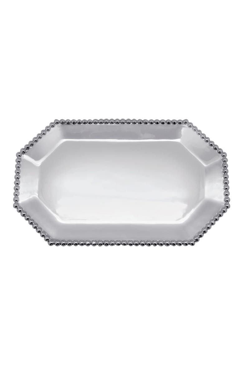 Small Pearled Platter, Main, color, SILVER