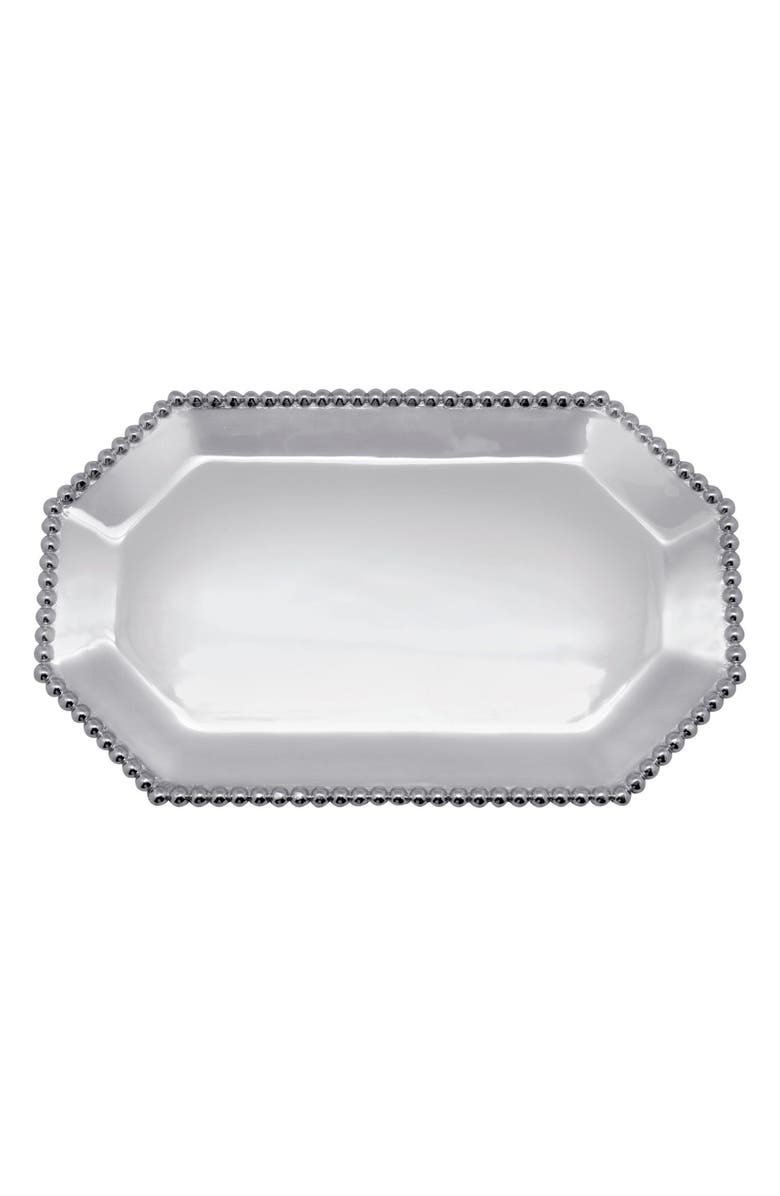 Mariposa Small Pearled Platter, Main, color, Silver