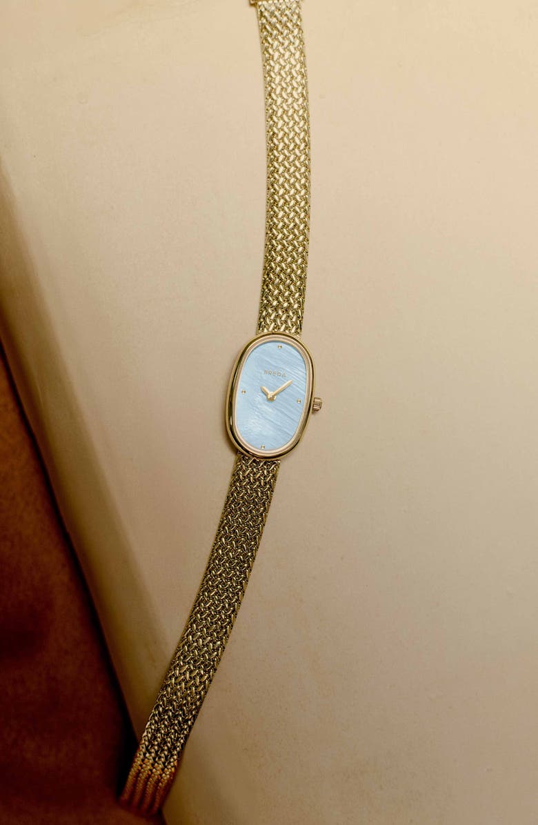 BREDA Jane Tethered Mesh Strap Watch, 18mm, Alternate, color, Gold