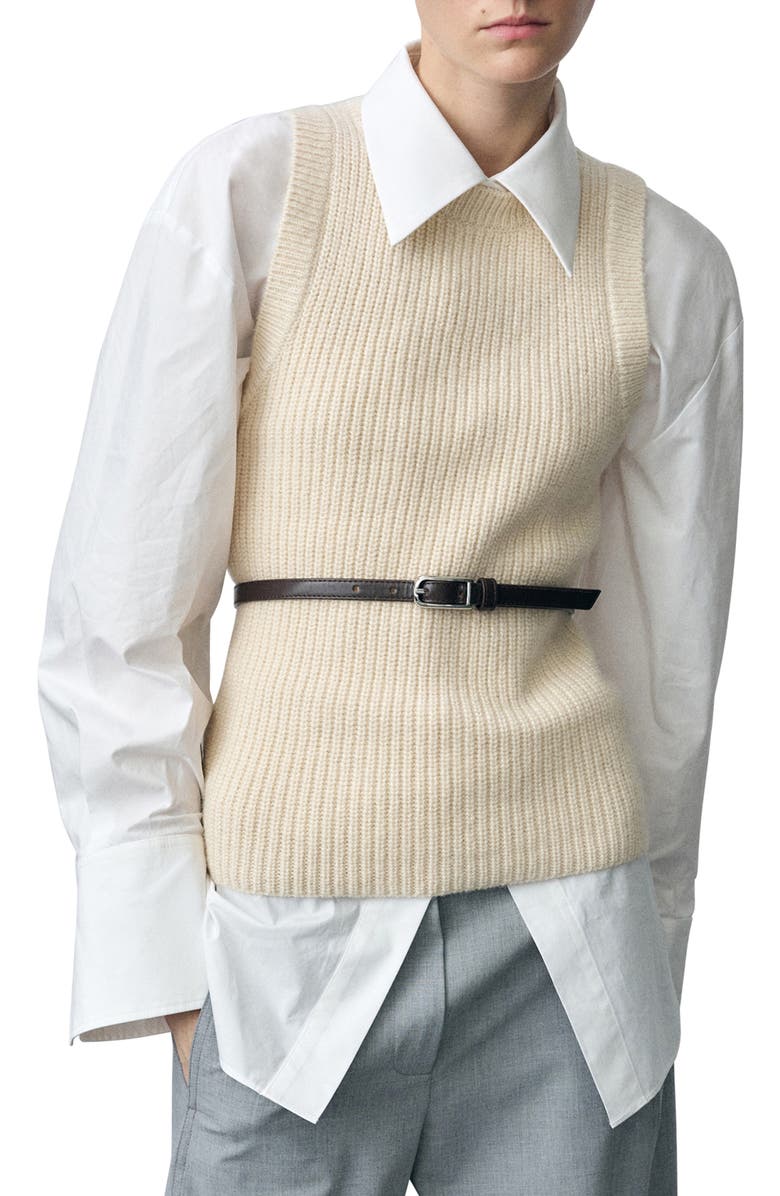 MANGO Tappeito Cotton & Wool Sweater Vest, Main, color, Light Beige