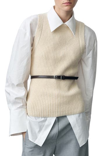 Mango Tappeito Cotton & Wool Sweater Vest In Sand