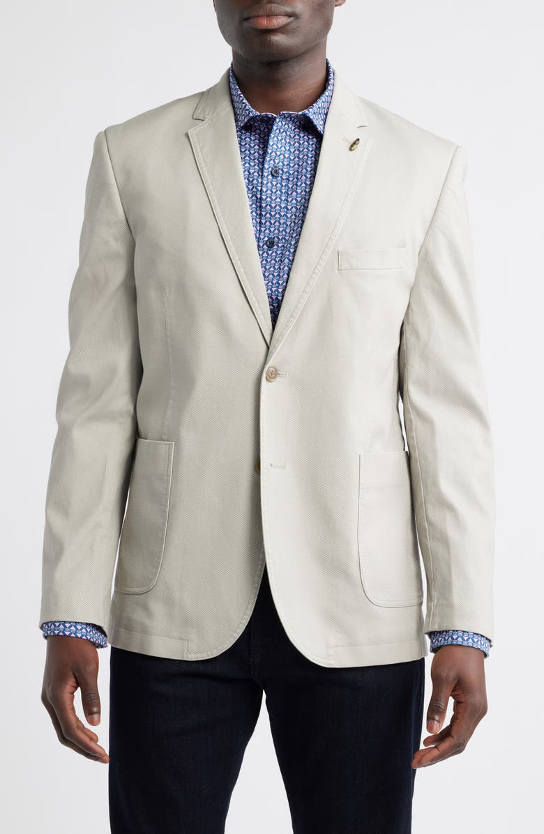 Johnston & Murphy Washed Cotton Stretch Dobby Sport Coat, Main, color, Stone