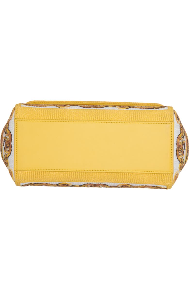 Dolce&Gabbana Sicily Majolica Embroidered Canvas Satchel, Alternate, color, Azulejos Giallo