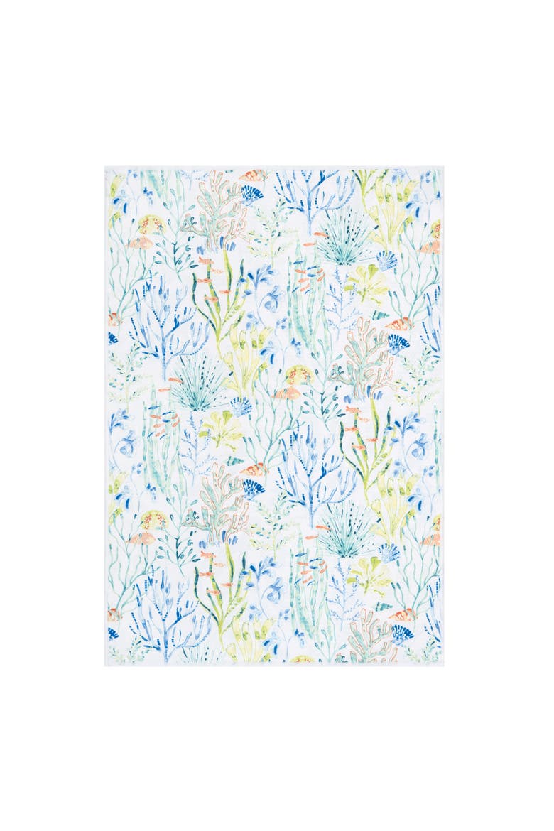Coralie Sound Marine Watercolor 100% Cotton Printed Dishtowel, Alternate, color, Blue