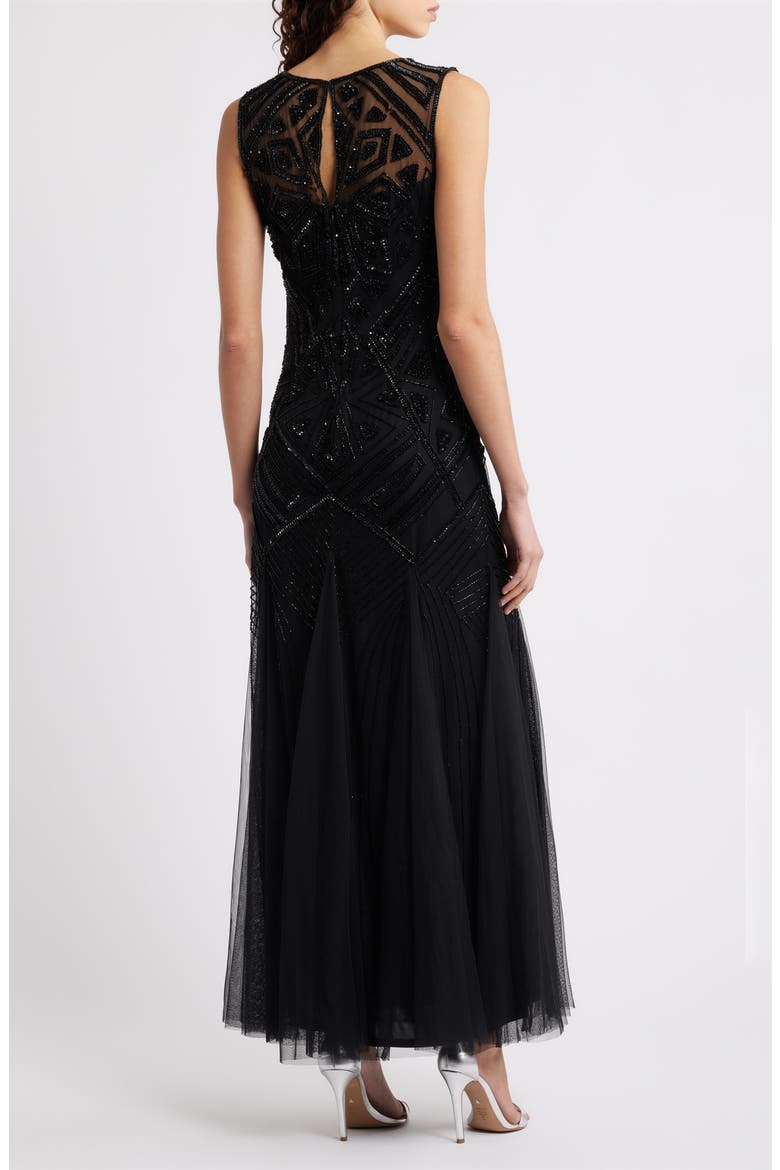 Geometric Beaded Sleeveless Gown, Alternate, color, BLACK 001