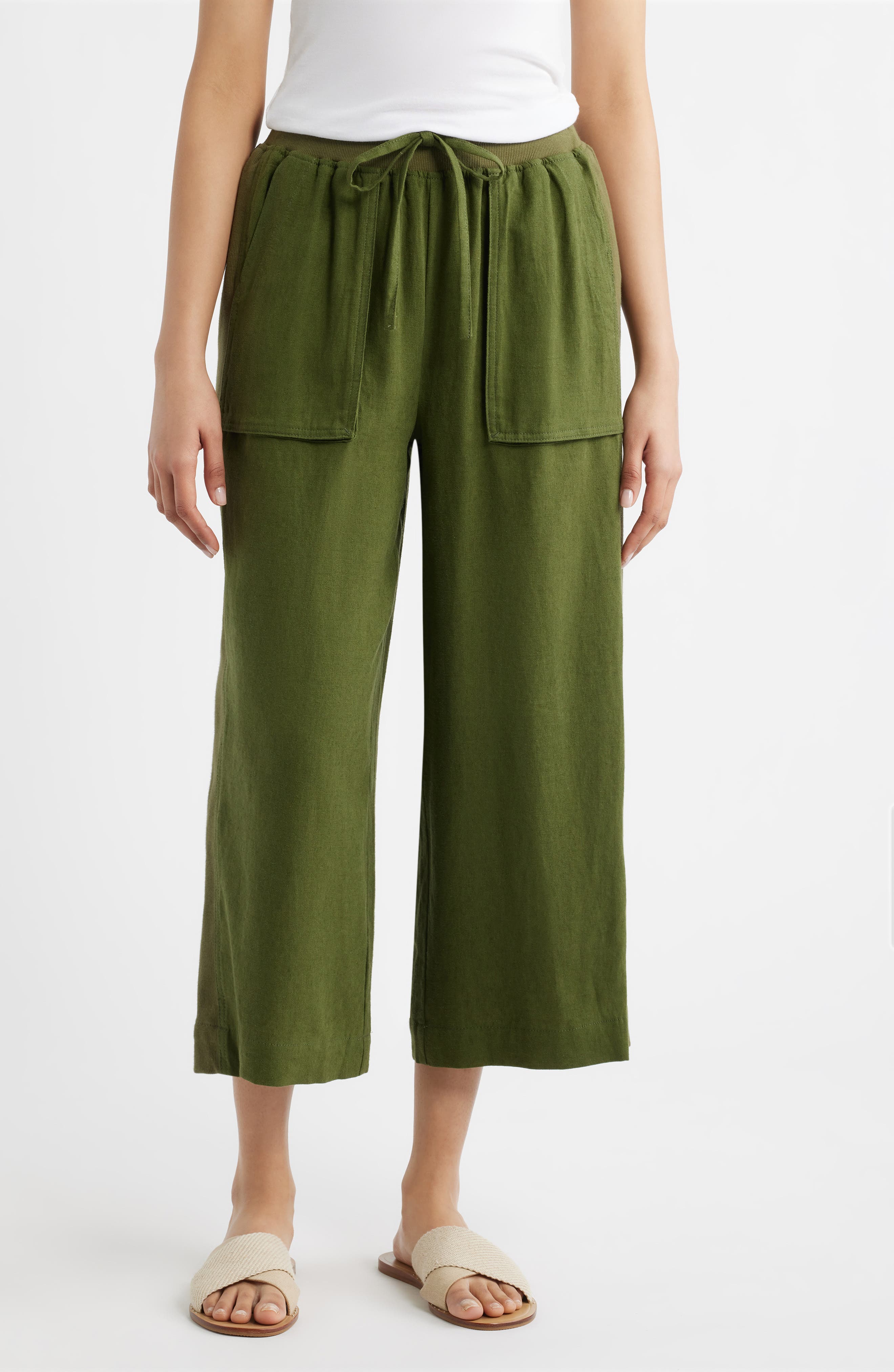 Patch Pocket Crop Drawstring Pants - image 3